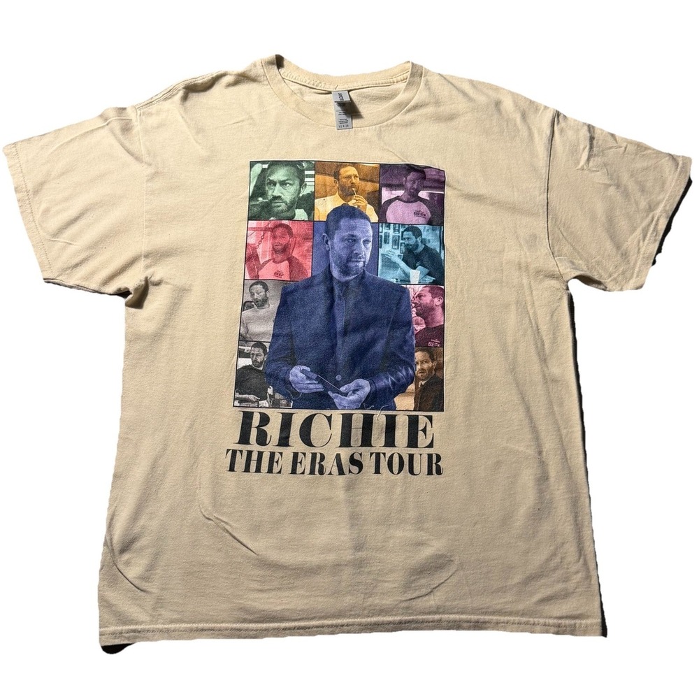 Richie The Eras Tour T Shirt Mens Large Beige Graphic Tee Funny Parody Shirt